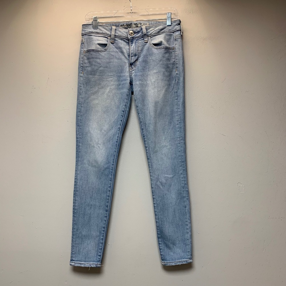 American Eagle Jeggings Women 6 Short Light Blue Excellent Super Super Stretch